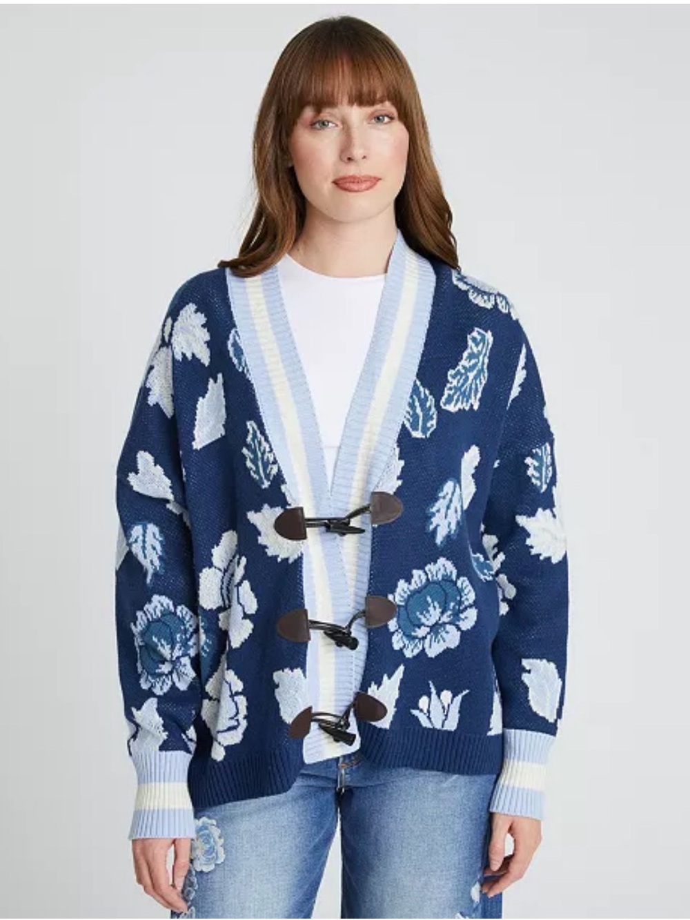 Women's Toggle X Floral Long Sleeve Cardigan
